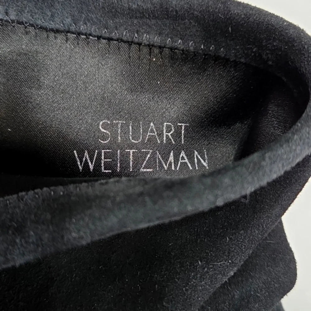 Stuart Weitzman Catch Suede Ankle Tie Bootie Black